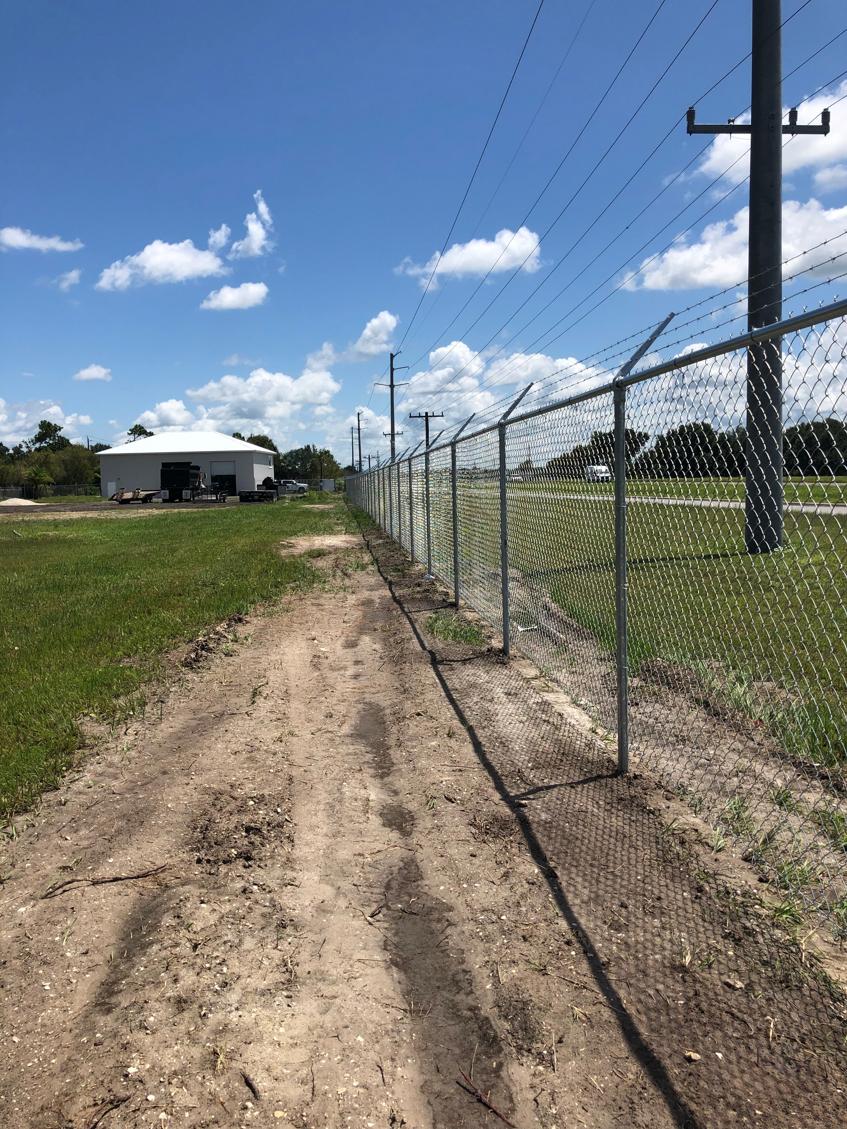 Chain link fence around commercial property